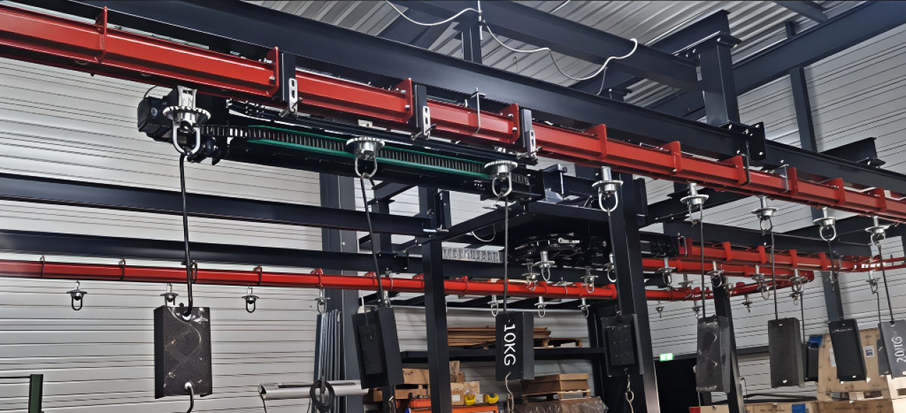 Convoyeur aérien monorail M4 pour ligne de peinture de bouteilles de gaz