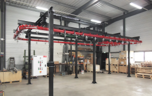 Convoyeur aérien monorail M4 pour ligne de peinture de bouteilles de gaz